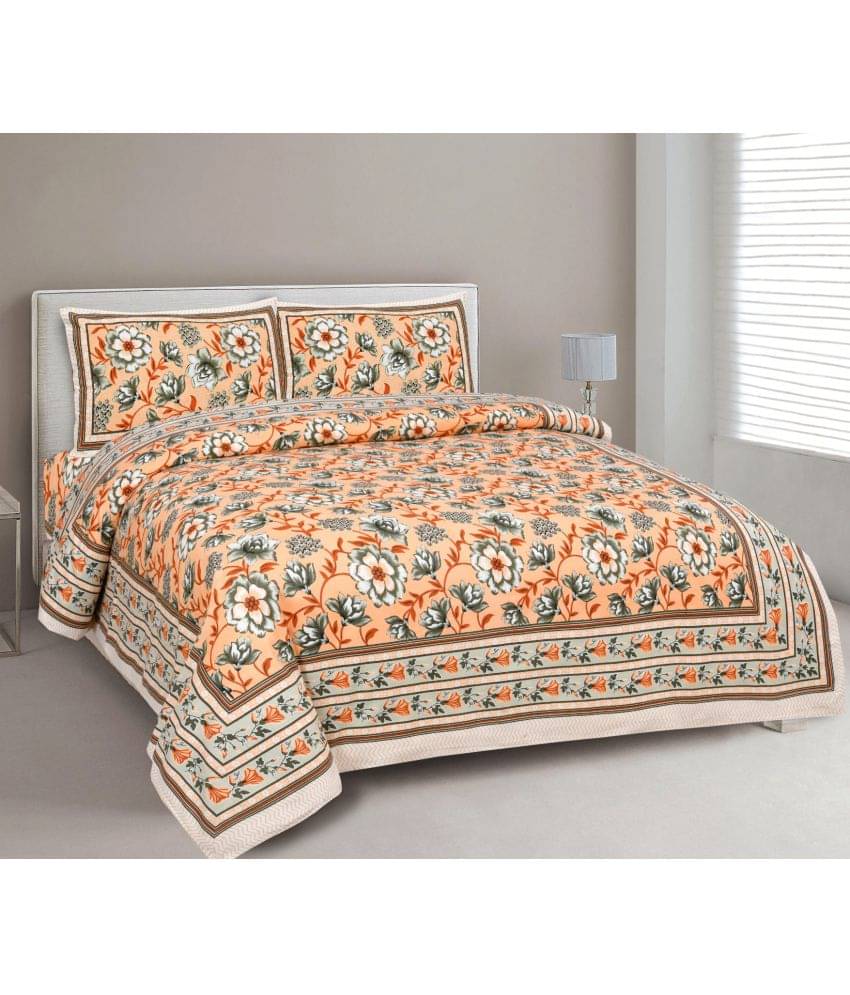 Uniqchoice - Orange Cotton Double Bedsheet with 2 Pillow Covers Uniqchoice - Orange Cotton Double Bedsheet with 2 Pillow Covers