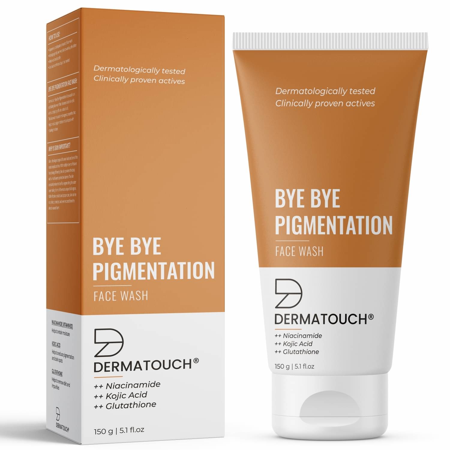     			Dermatouch Bye Bye Pigmentation Face Wash with Niacinamide, Kojic Acid, & Glutathione, 150gm