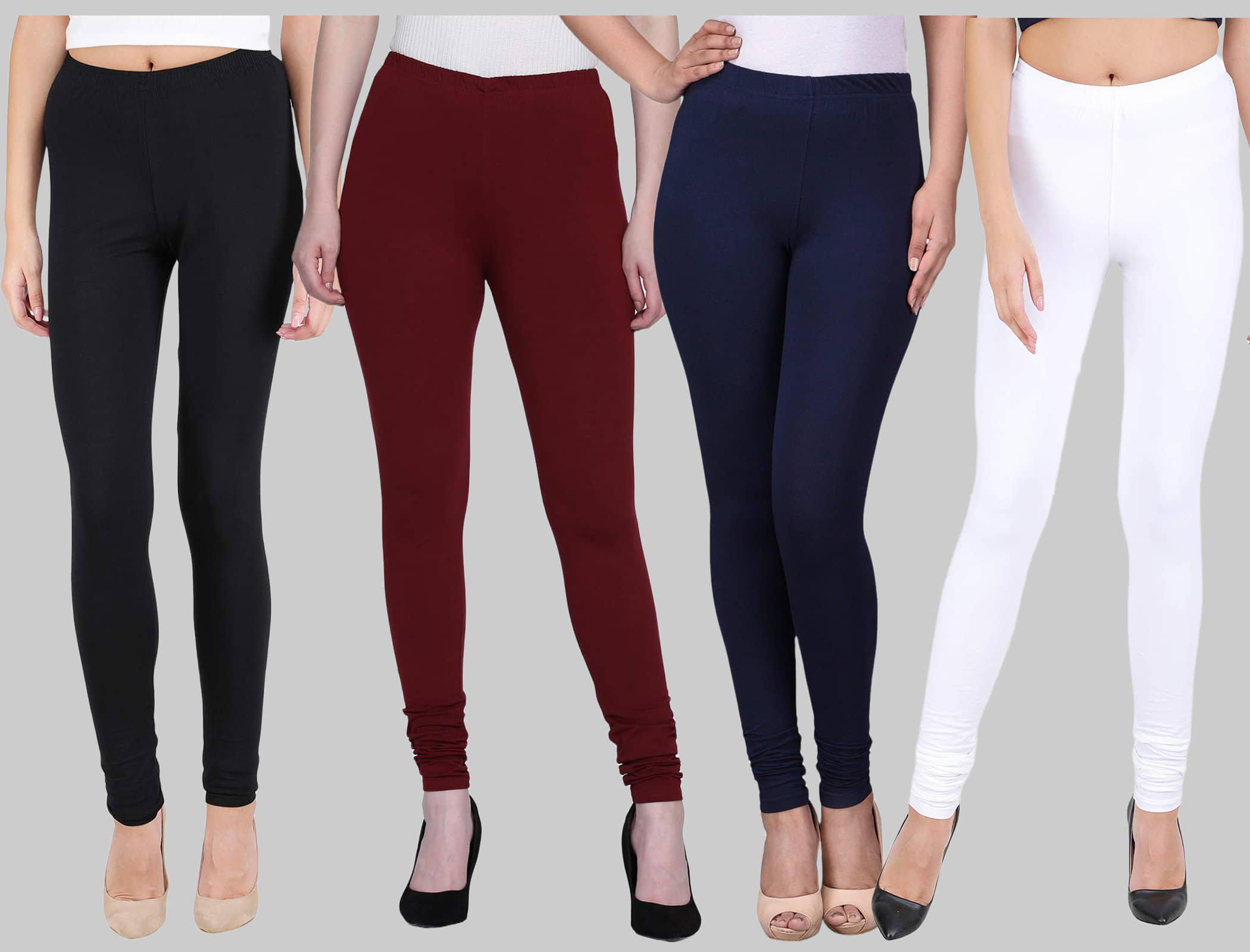 FnMe - Multicolor Cotton Women's Leggings ( Pack of 4 )
