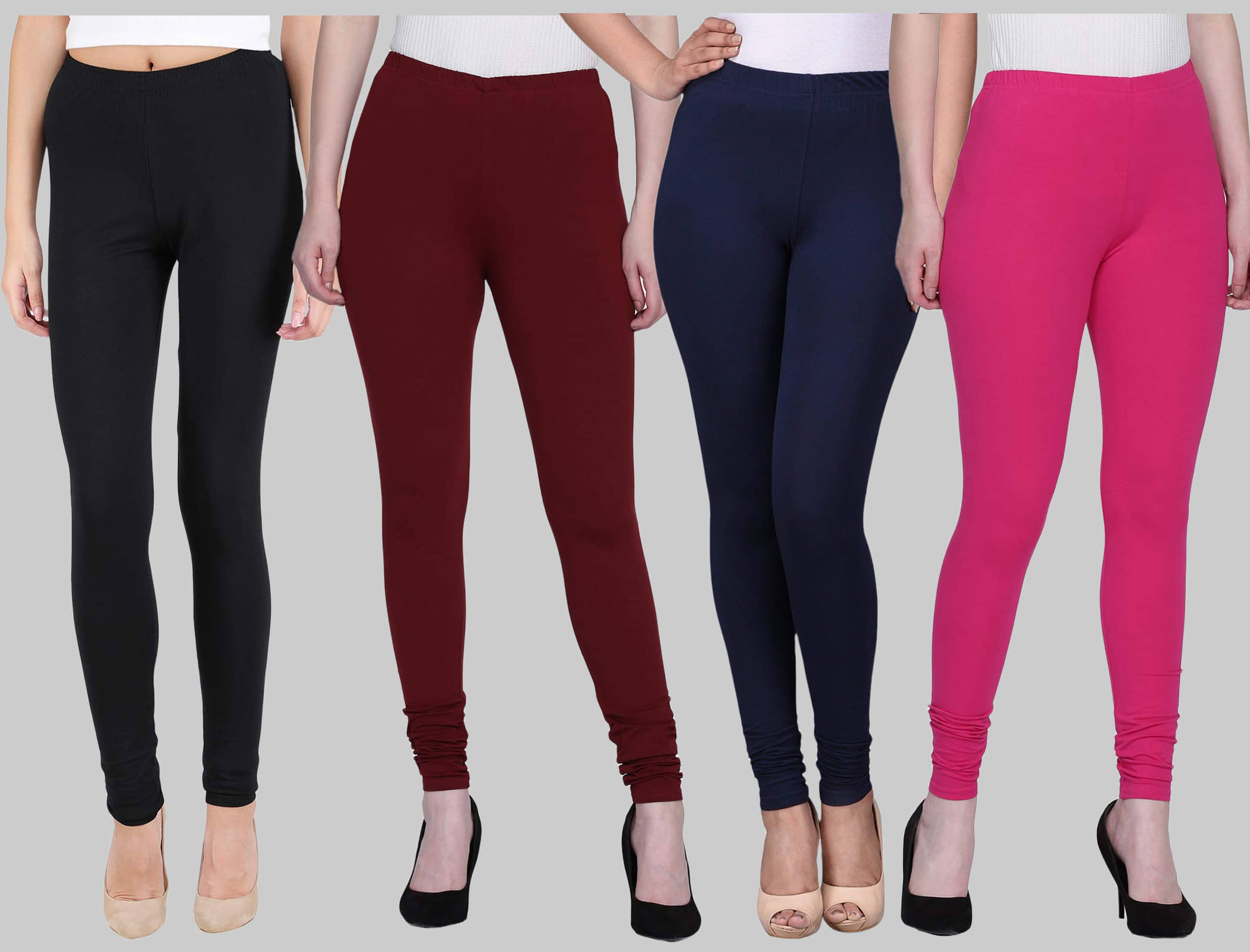 FnMe - Multicolor Cotton Women's Leggings ( Pack of 4 )