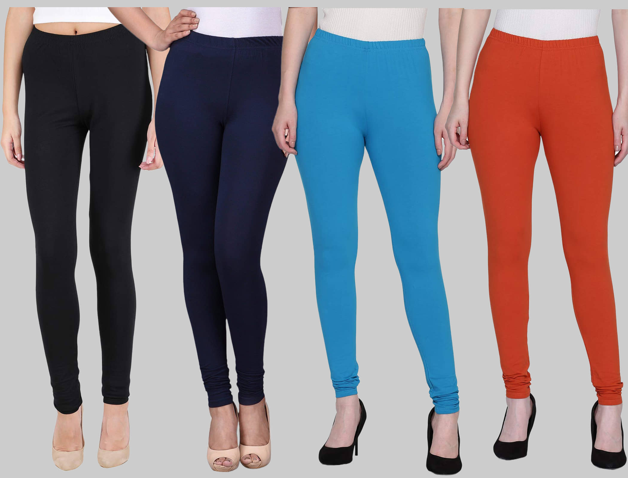 FnMe - Multicolor Cotton Women's Leggings ( Pack of 4 )