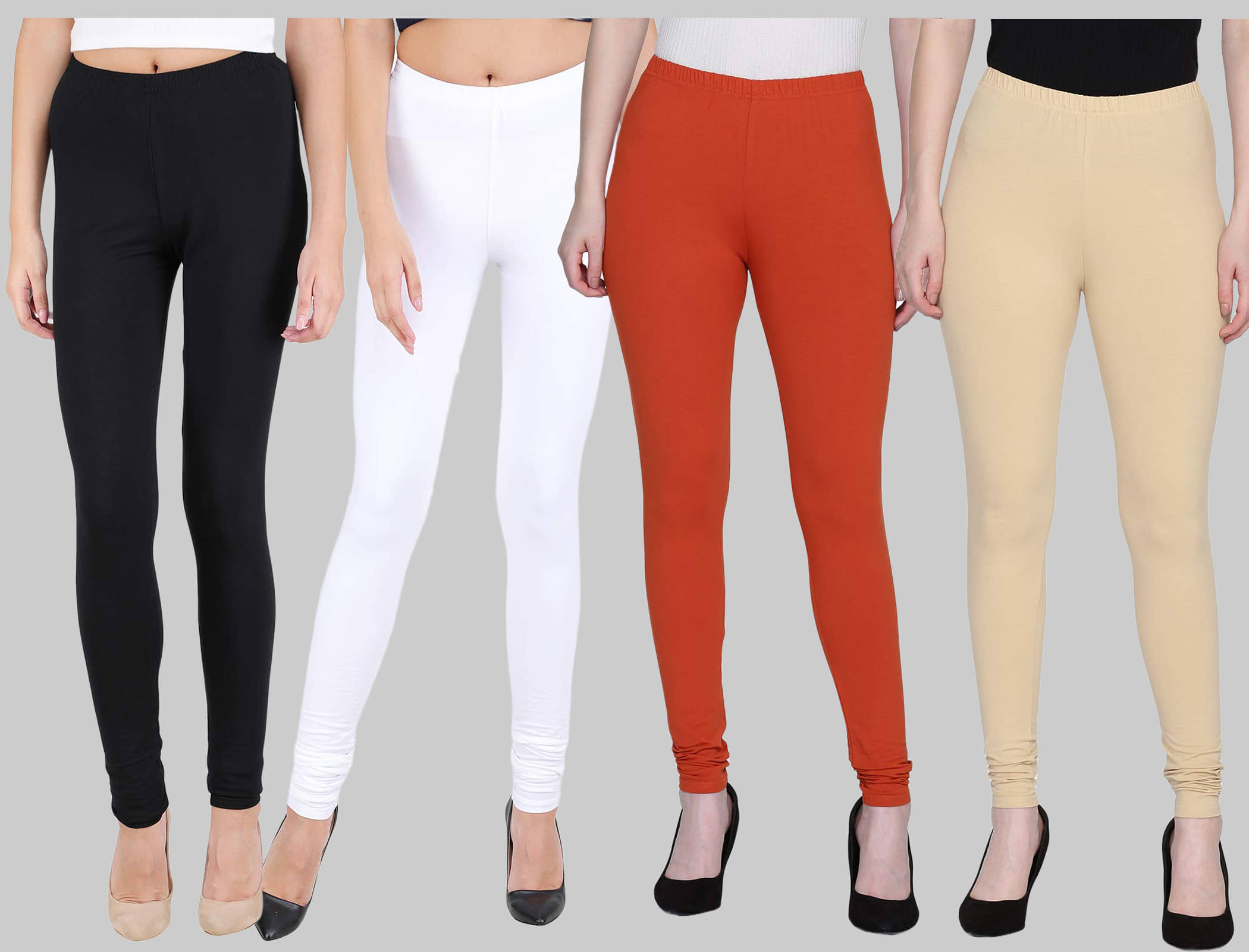 FnMe - Multicolor Cotton Women's Leggings ( Pack of 4 )