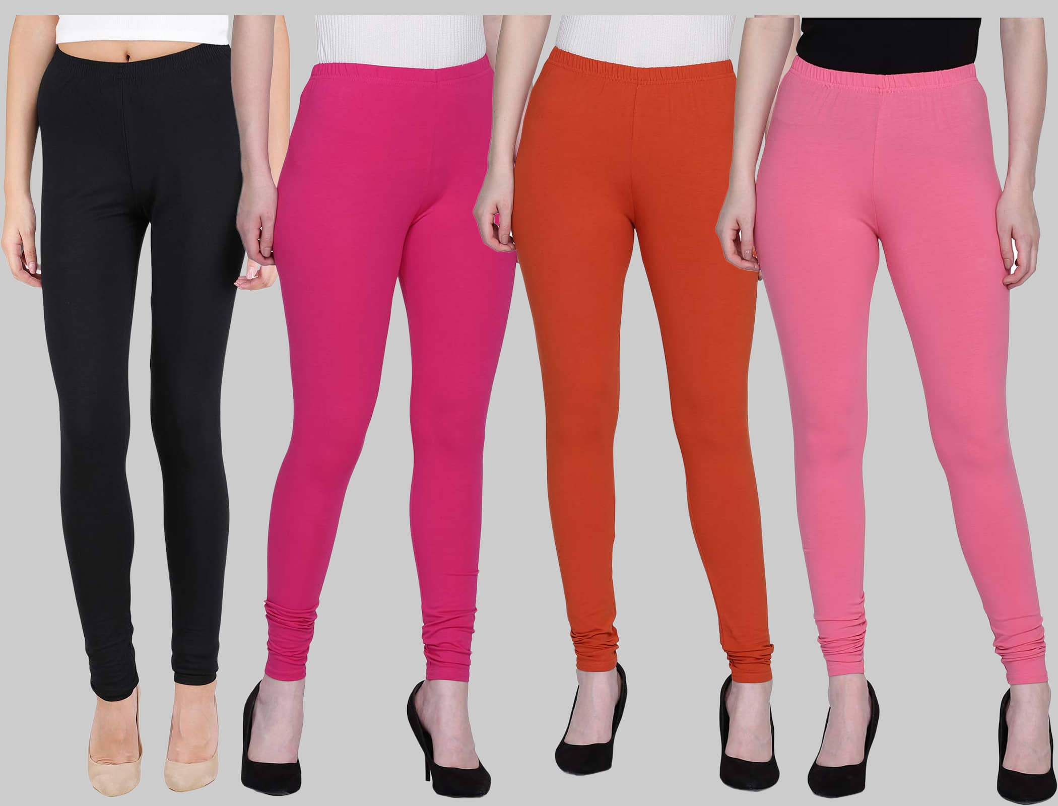 FnMe - Multicolor Cotton Women's Leggings ( Pack of 4 )