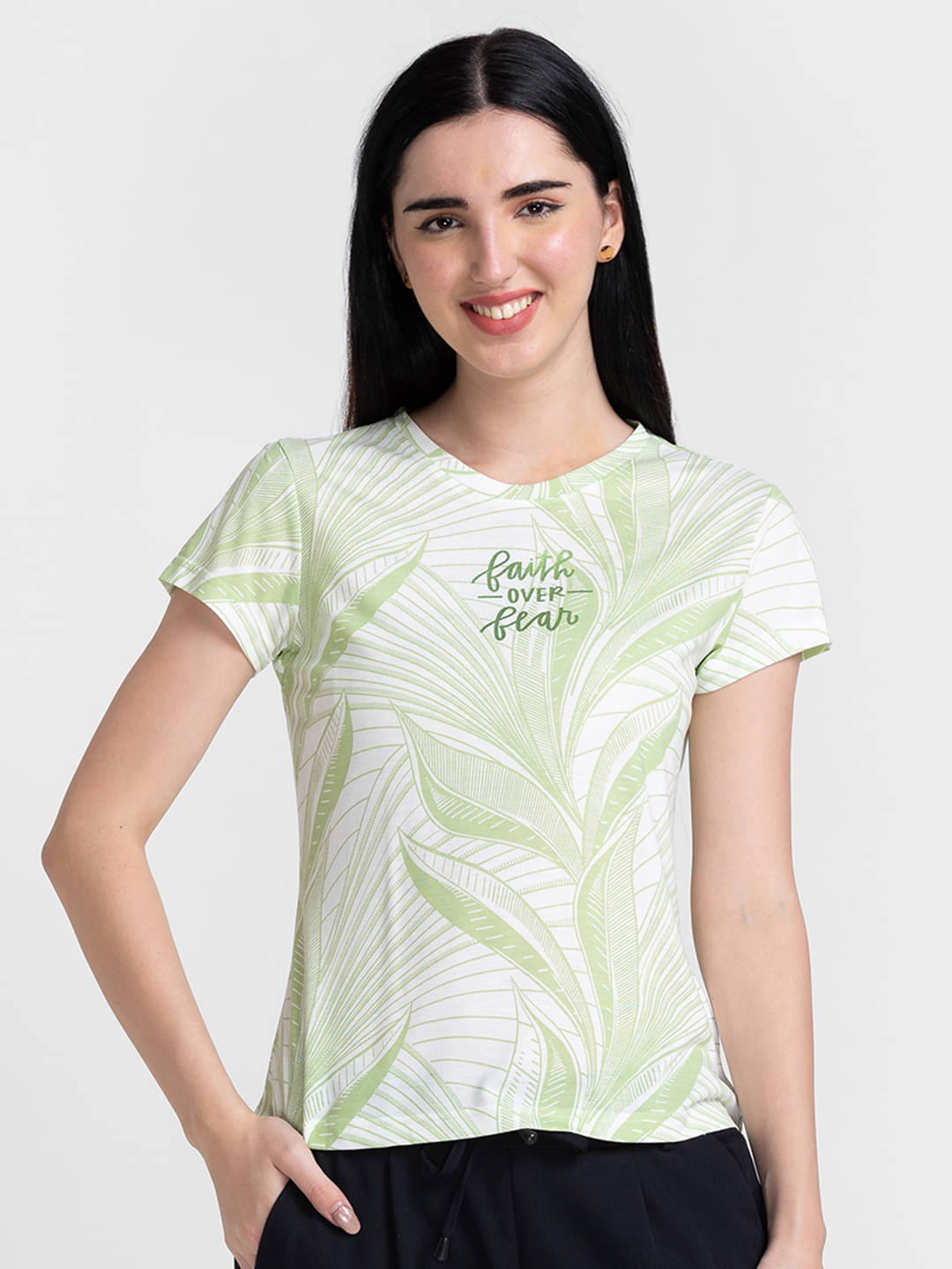 Globus - Green Cotton Regular Fit Women's T-Shirt ( Pack of 1 ) Globus - Green Cotton Regular Fit Women's T-Shirt ( Pack of 1 )
