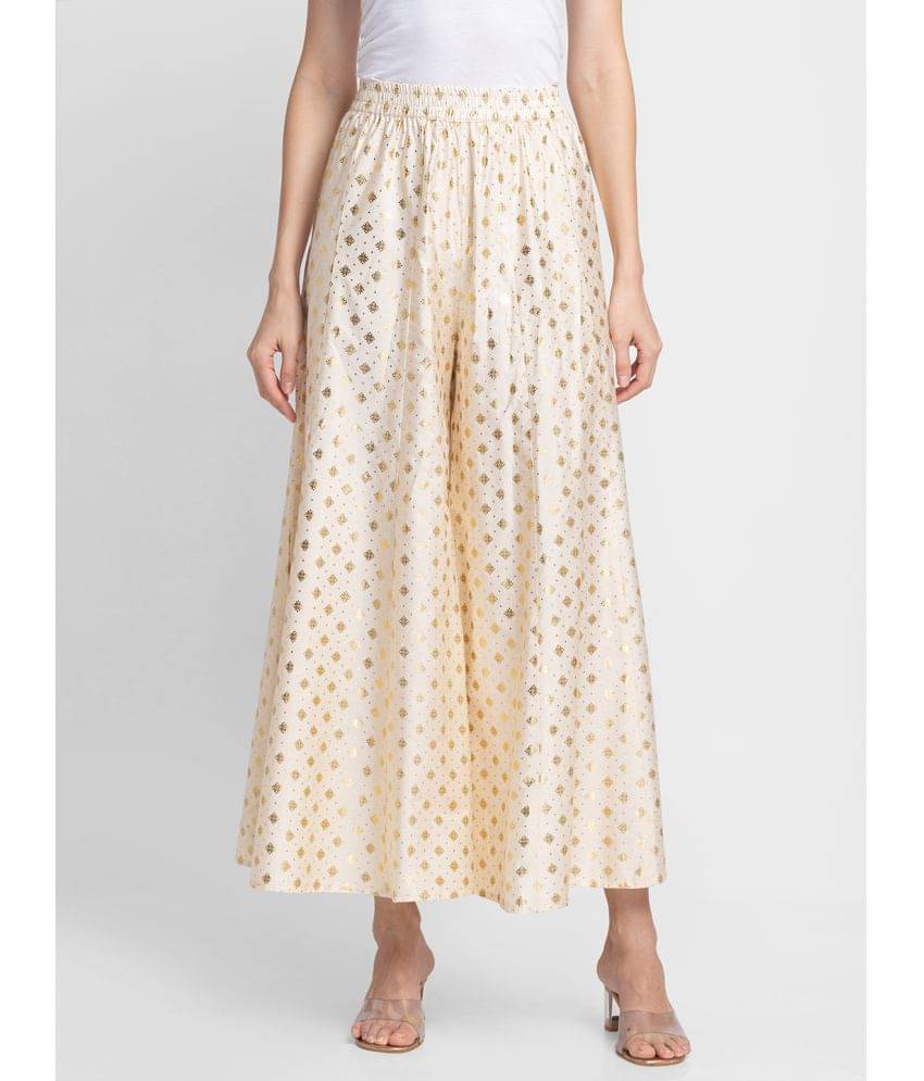 Globus - Off White Viscose Flared Women's Palazzos ( Pack of 1 ) Globus - Off White Viscose Flared Women's Palazzos ( Pack of 1 )