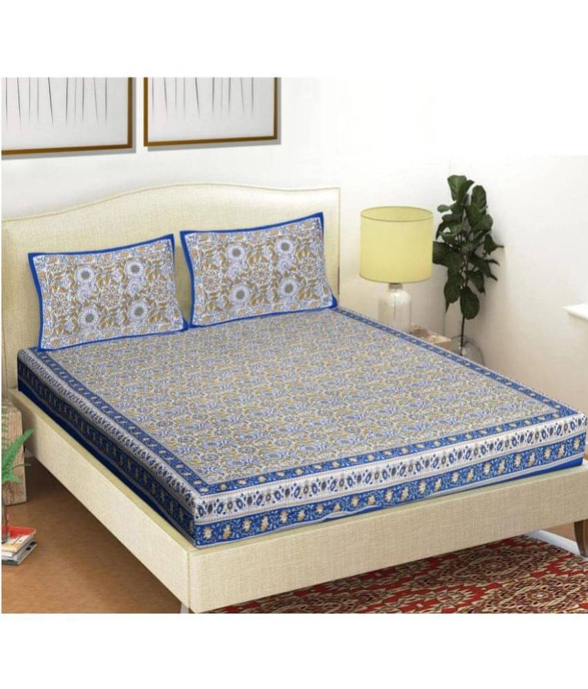 Frionkandy Cotton Double Bedsheet ( Blue ) Frionkandy Cotton Double Bedsheet ( Blue )