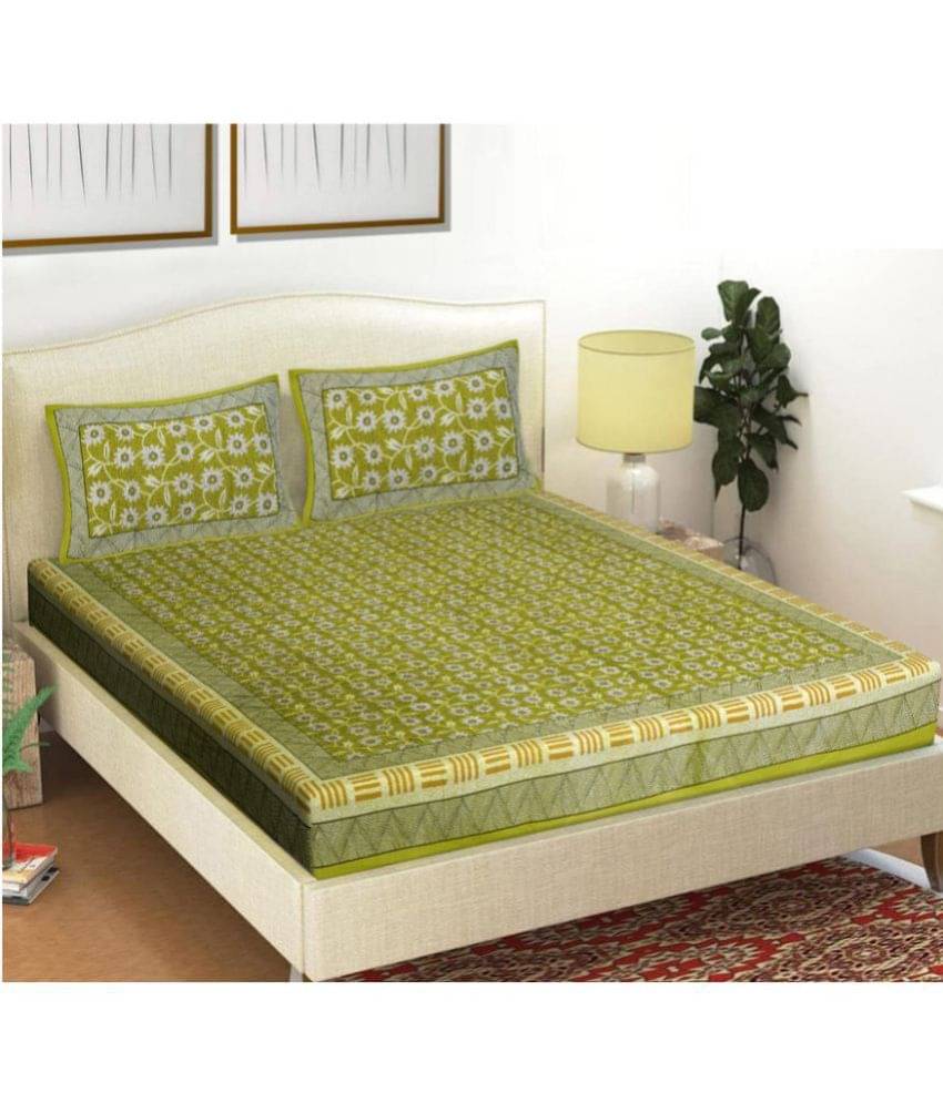     			Frionkandy Cotton Double Bedsheet ( Green )