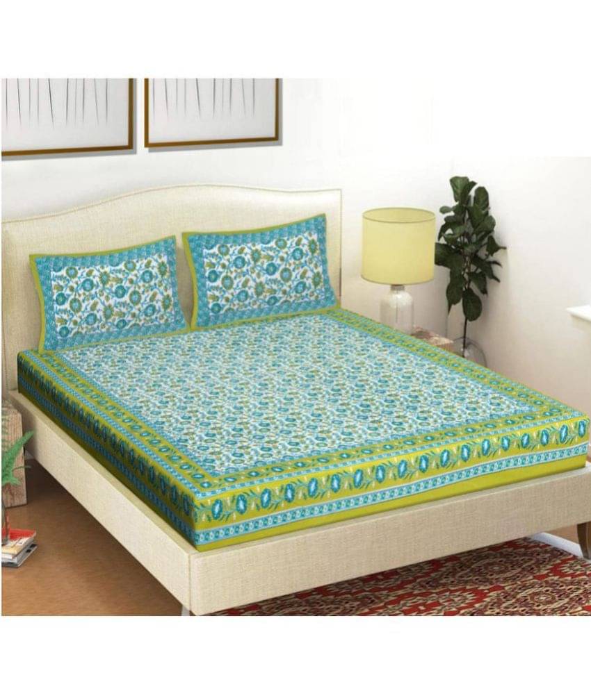 Frionkandy Cotton Double Bedsheet ( Green ) Frionkandy Cotton Double Bedsheet ( Green )