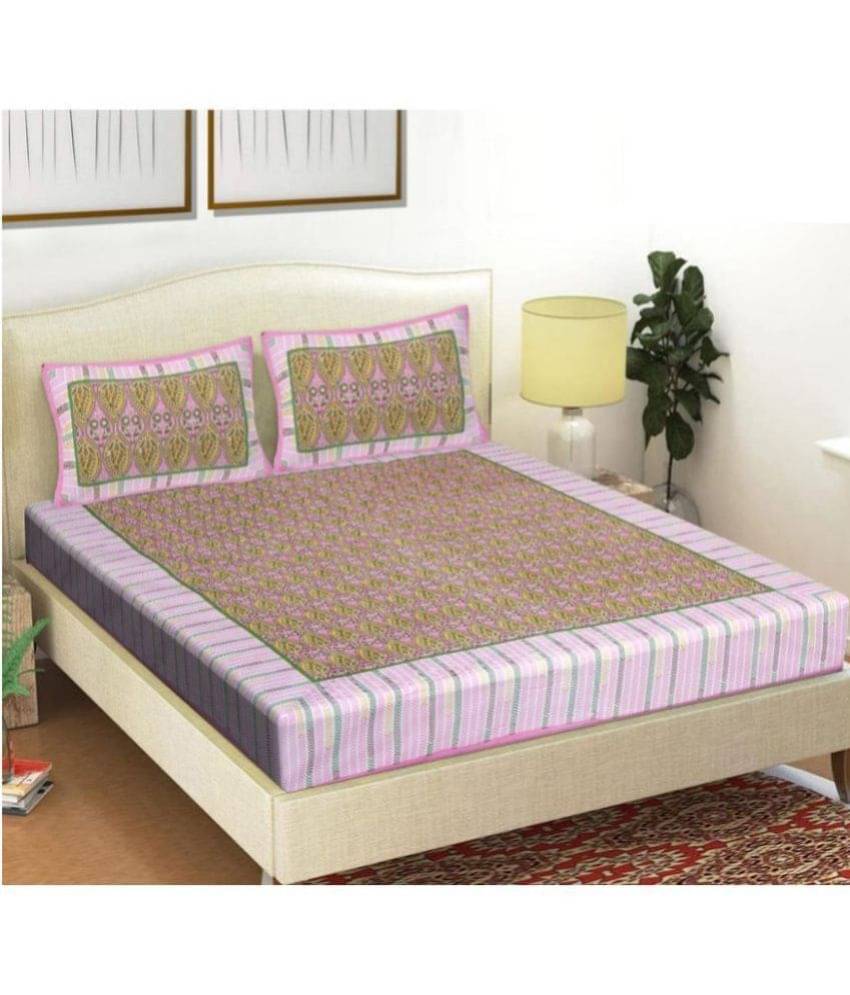     			Frionkandy Cotton Double Bedsheet ( Pink )