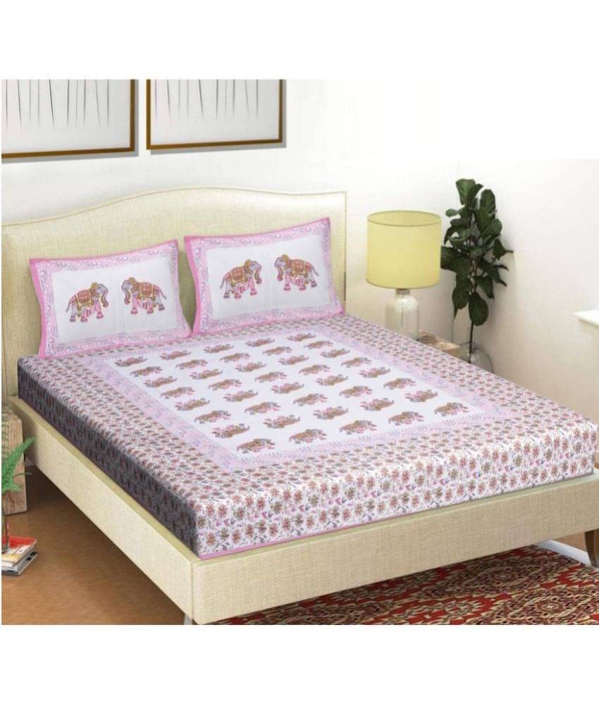 Frionkandy Cotton Double Bedsheet ( Pink ) Frionkandy Cotton Double Bedsheet ( Pink )