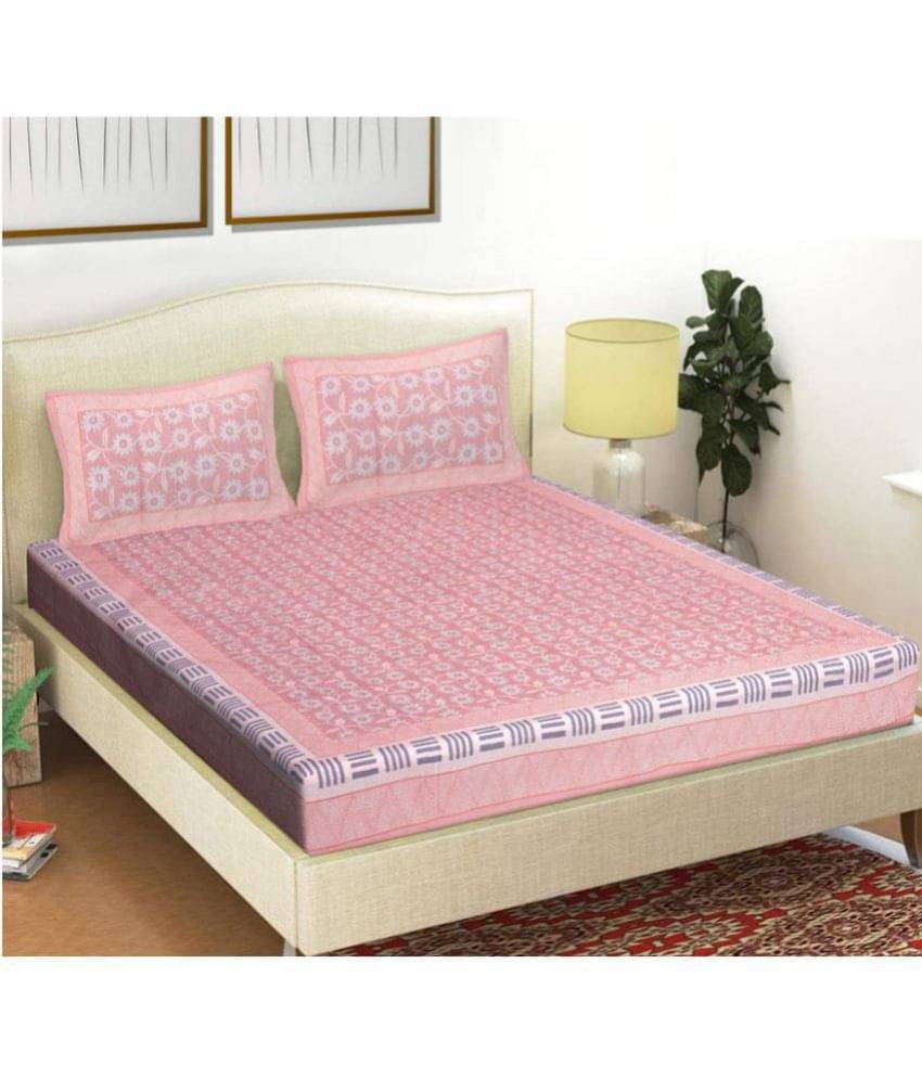     			Frionkandy Cotton Double Bedsheet ( Pink )