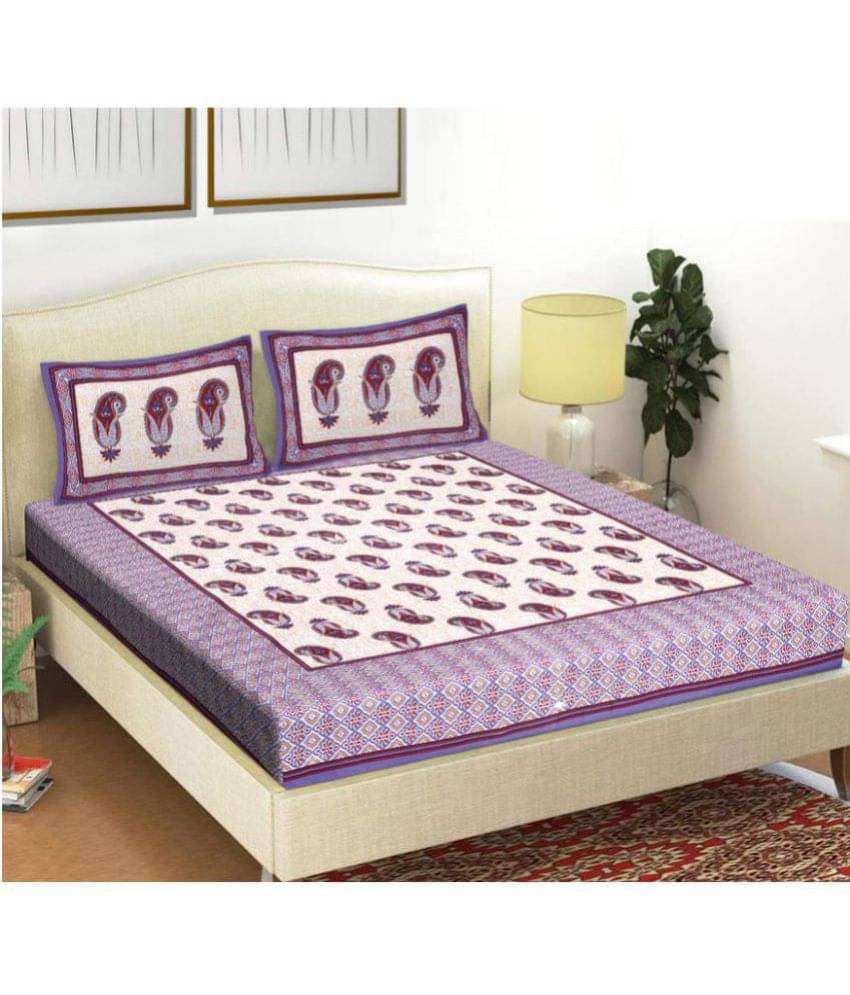 Frionkandy Cotton Double Bedsheet ( Purple ) Frionkandy Cotton Double Bedsheet ( Purple )