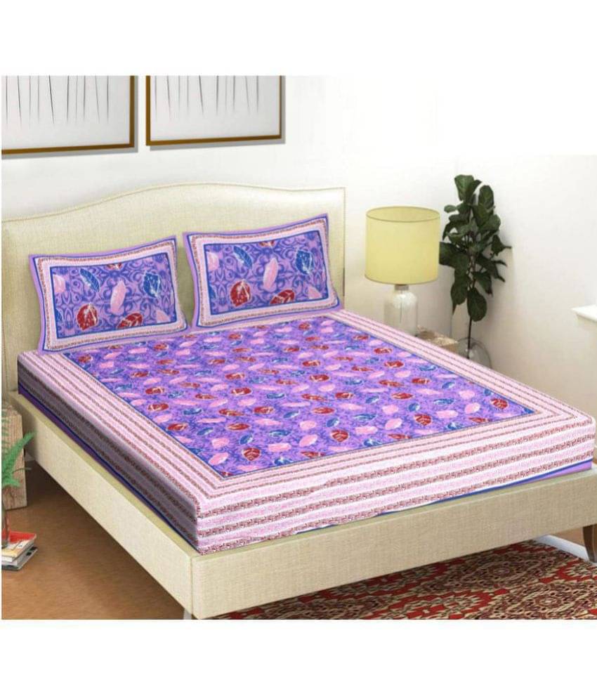 Frionkandy Cotton Double Bedsheet ( Purple ) Frionkandy Cotton Double Bedsheet ( Purple )