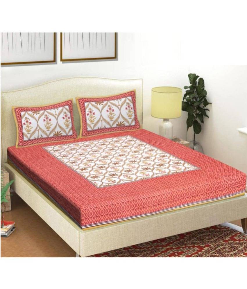     			Frionkandy Cotton Double Bedsheet ( Red )