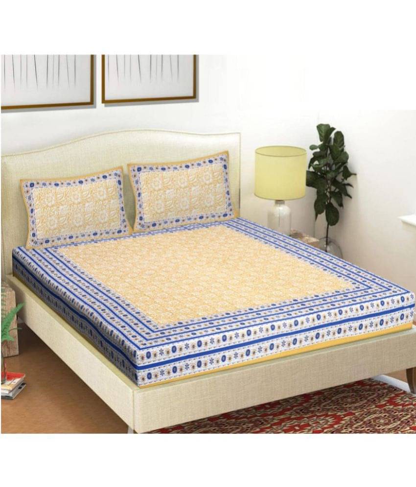 Frionkandy Cotton Double Bedsheet ( Yellow ) Frionkandy Cotton Double Bedsheet ( Yellow )
