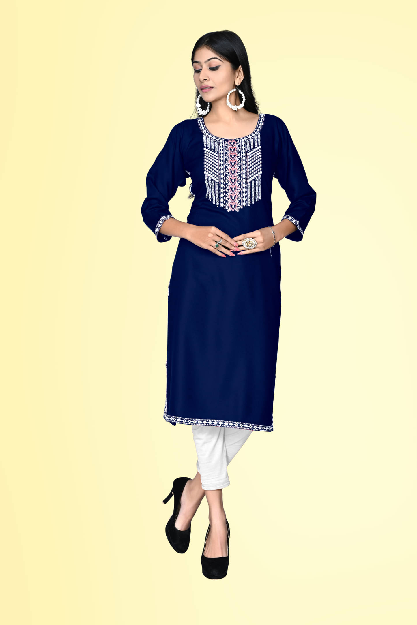 Kapadia - Blue Rayon Women's Straight Kurti ( Pack of 1 ) Kapadia - Blue Rayon Women's Straight Kurti ( Pack of 1 )