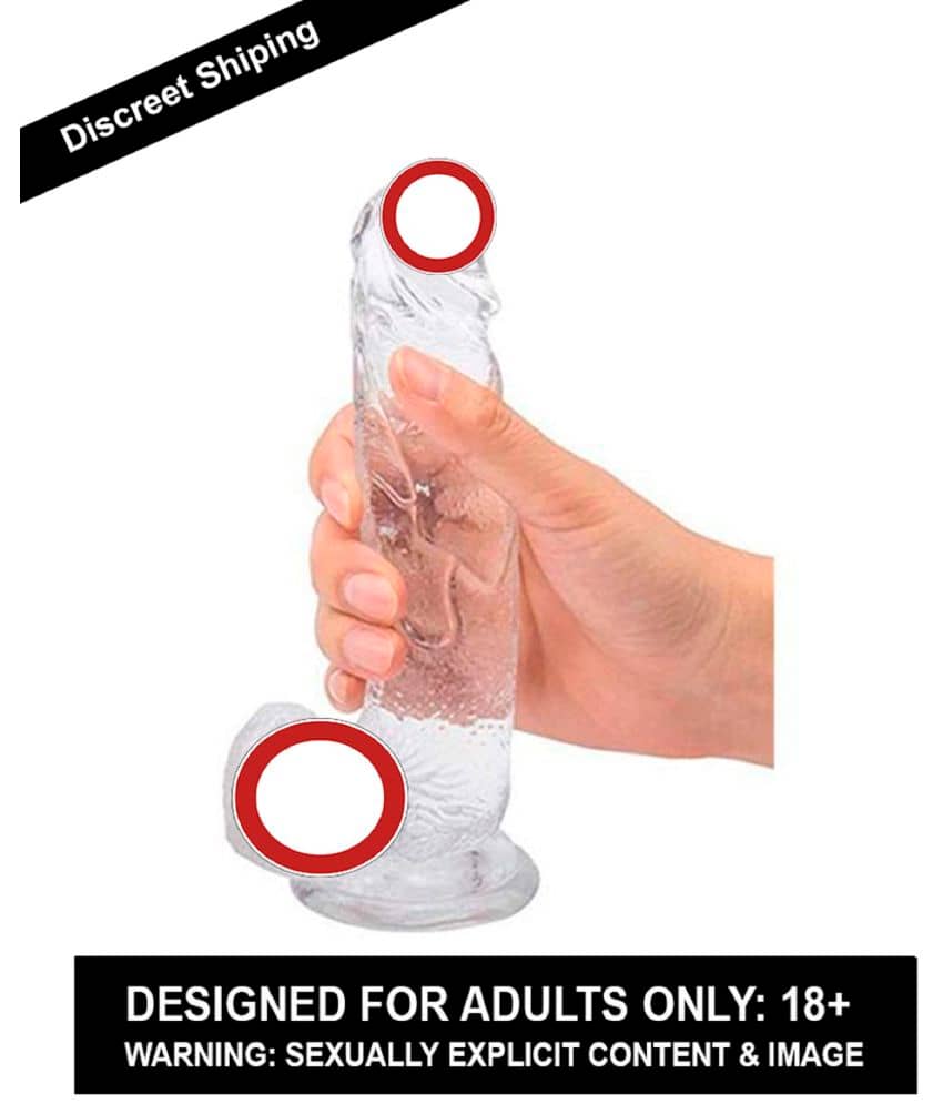 Knightriders  8 Inch Realistic Flexible Double Silicon Sexual Dildo 100% Cristal Transparent Dong With Suction Cup For Women