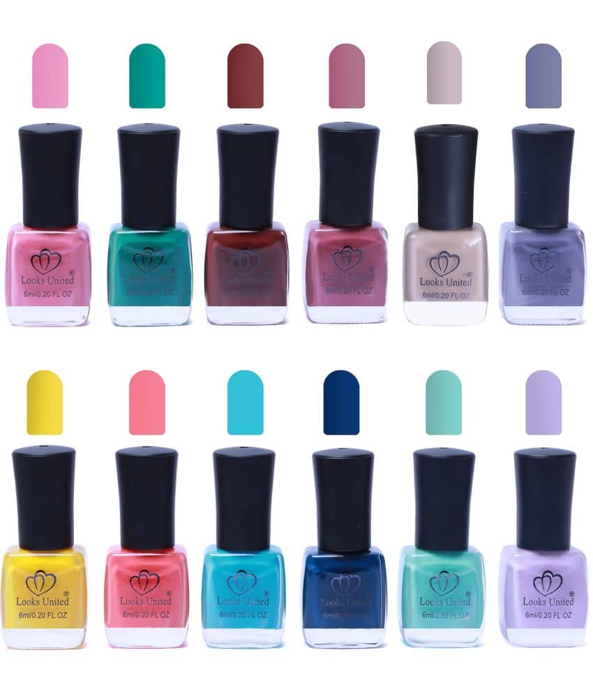 Looks United 12 Premium Trendy Shades Nail Polish (Pack Of 12)