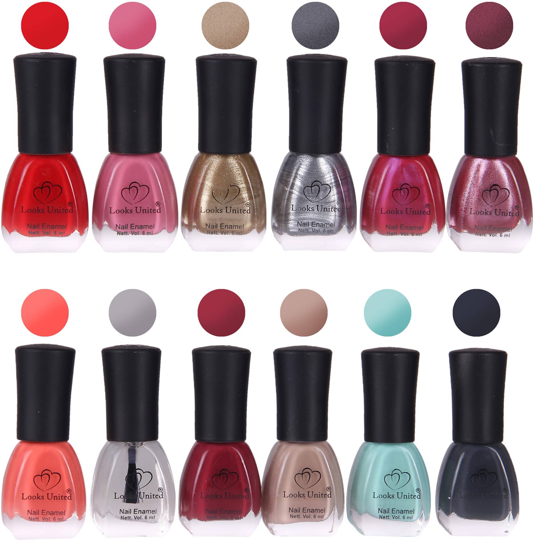 Looks United 12 Premium Shades Nail Polish (Pack Of 12)