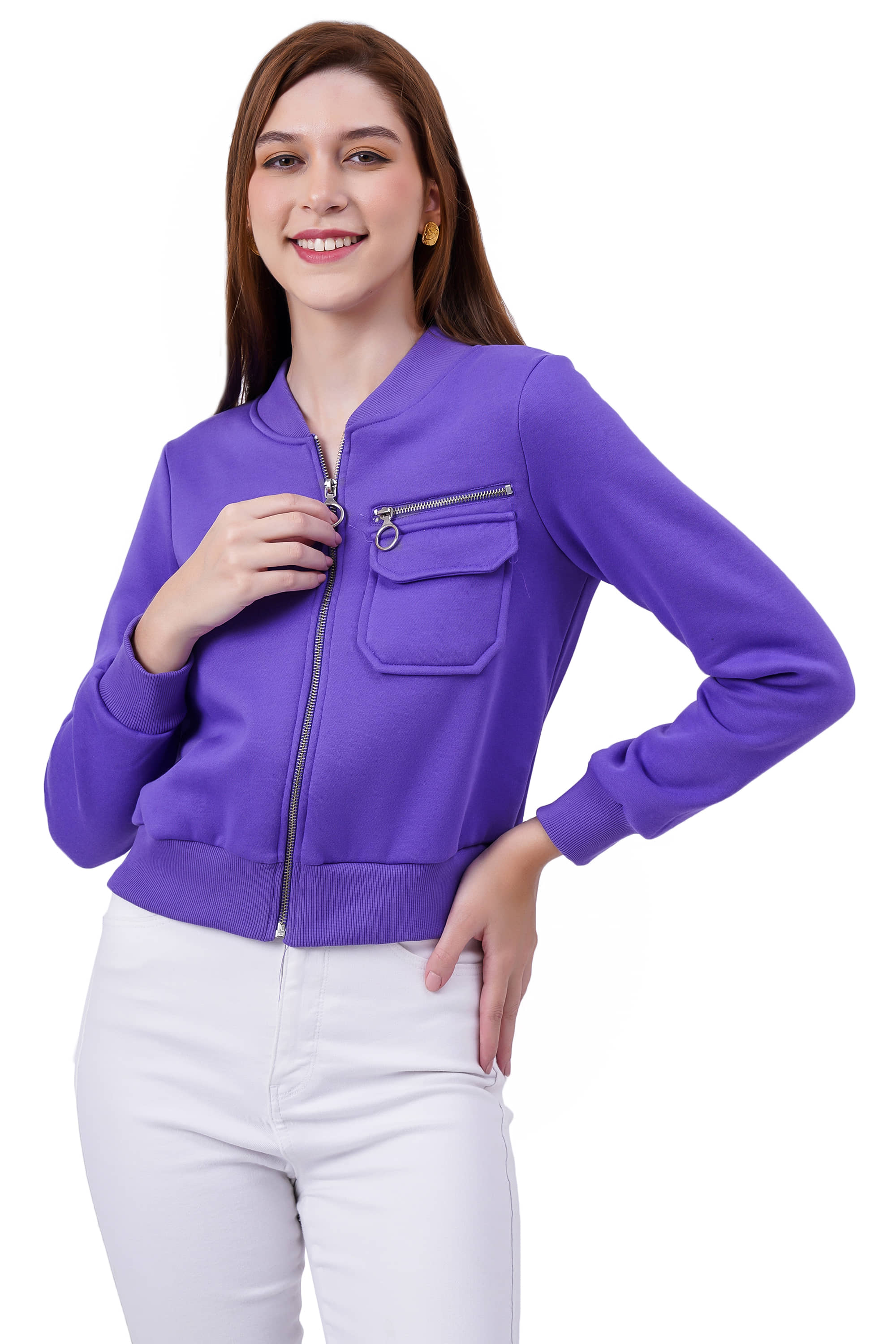 NUEVOSDAMAS "-" Fleece Purple Jackets Pack of 1 - Jackets & Coats | Buy online on ZillyBuy