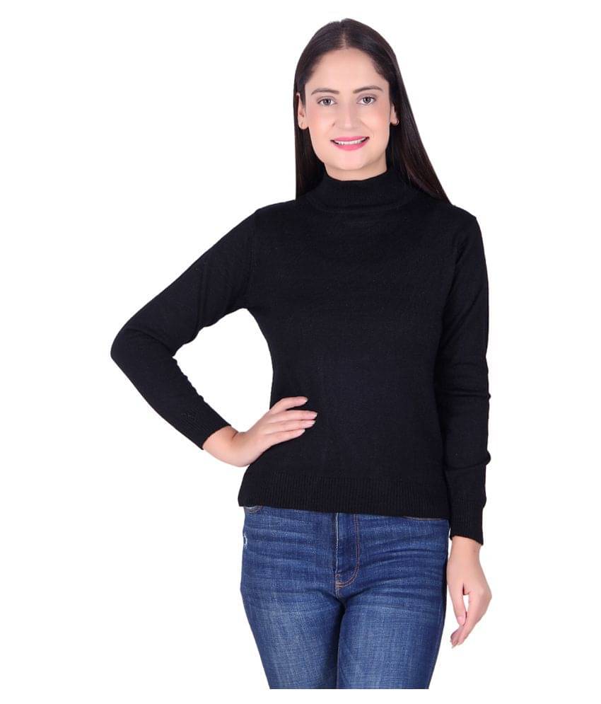 Ogarti Women Acrylic High Neck Pullover ( Black ) Ogarti Women Acrylic High Neck Pullover ( Black )