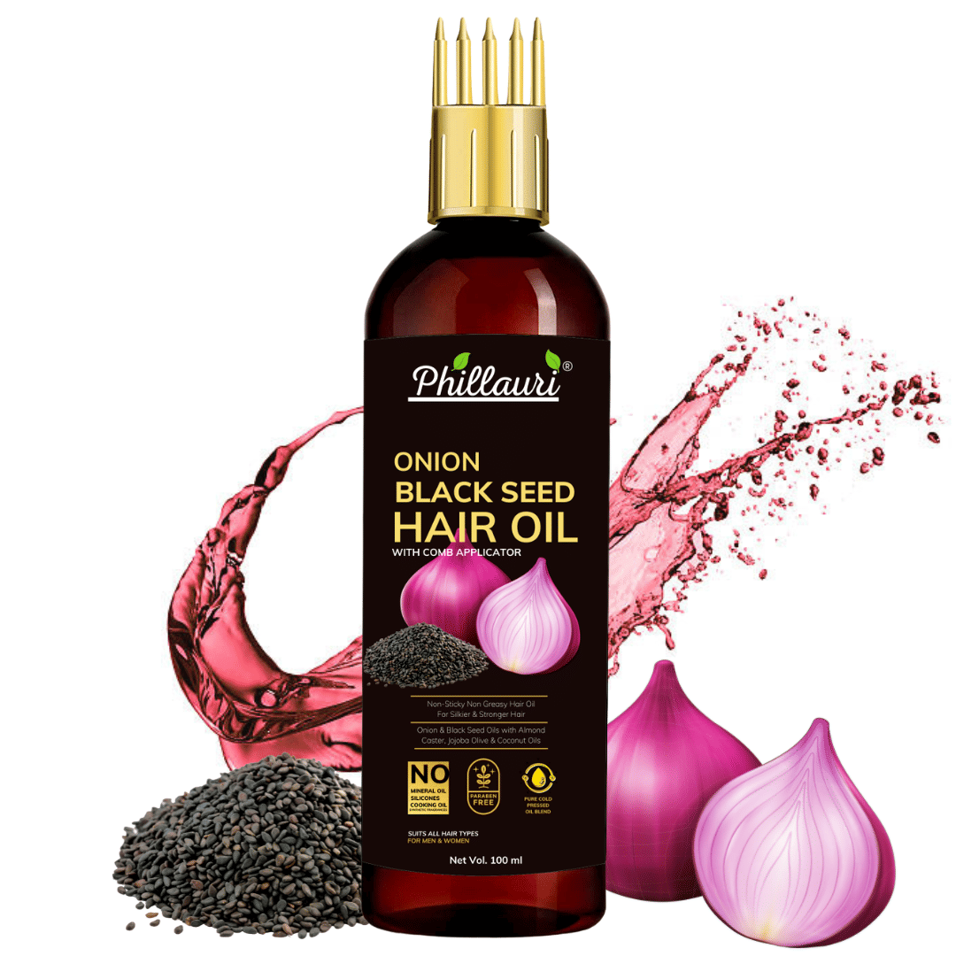 Phillauri Black Seed Onion Hair Oil - WITH COMB APPLICATOR - Controls Hair Fall Hair Oil (100 ml) Pack of 1     			Phillauri Black Seed Onion Hair Oil - WITH COMB APPLICATOR - Controls Hair Fall Hair Oil (100 ml) Pack of 1