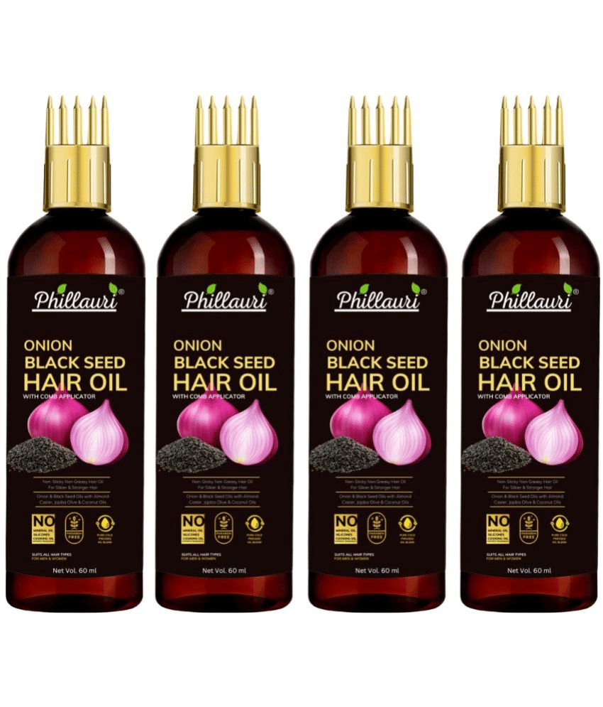 Phillauri Black seed Onion Oil for Hair Regrowth Hair Oil for Men and Women Hair Oil (60 ml) Pack of 5