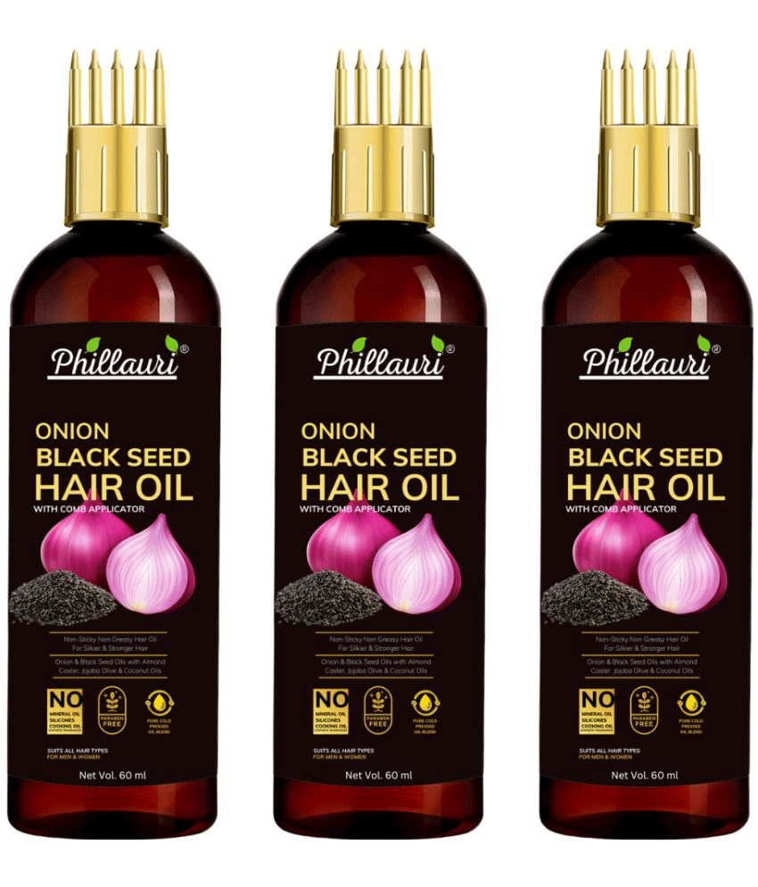Phillauri Black seed Onion Oil for Hair Regrowth Hair Oil for Men and Women Hair Oil (60 ml) Pack of 5
