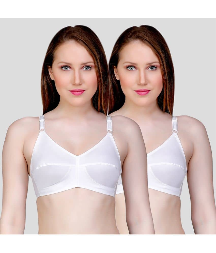 TCG Pack of 2 Cotton Non Padded Women's Everyday Bra ( White )