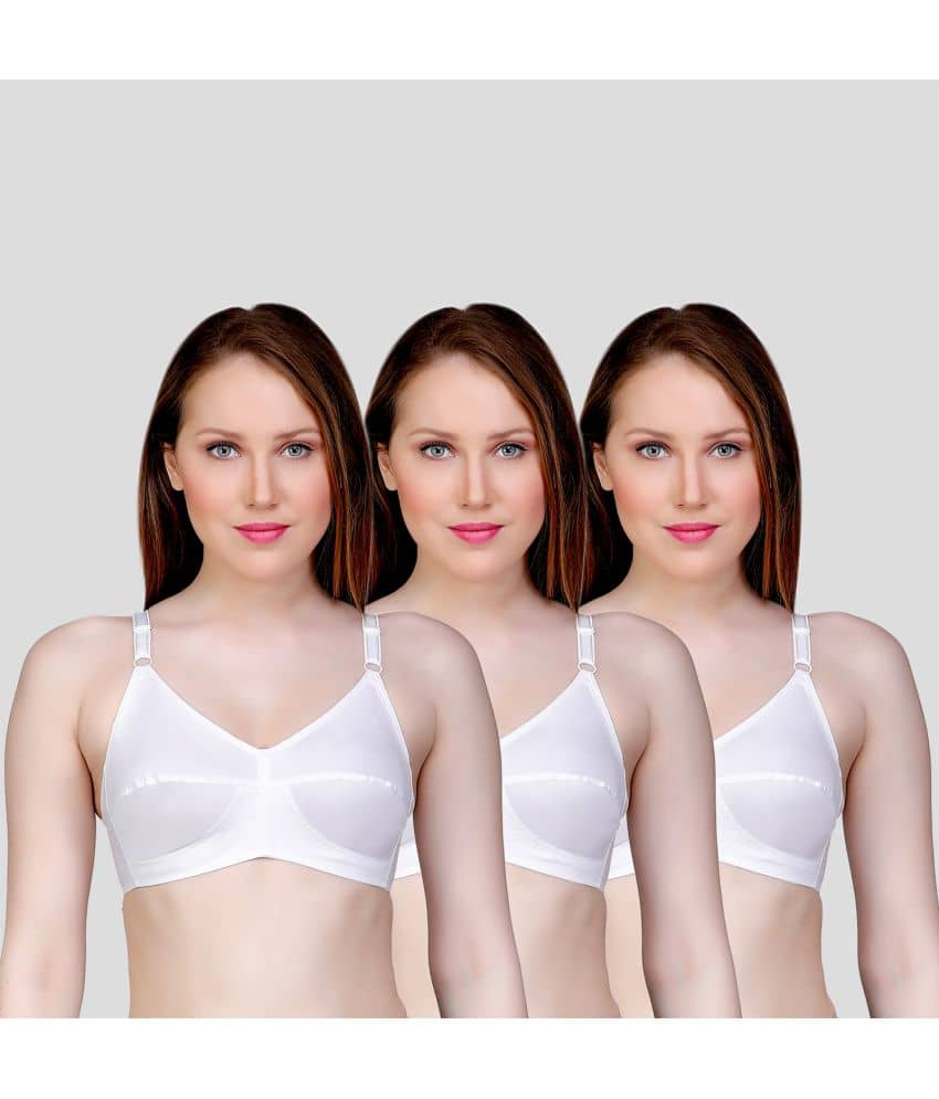 TCG Pack of 3 Cotton Non Padded Women's Everyday Bra ( White )