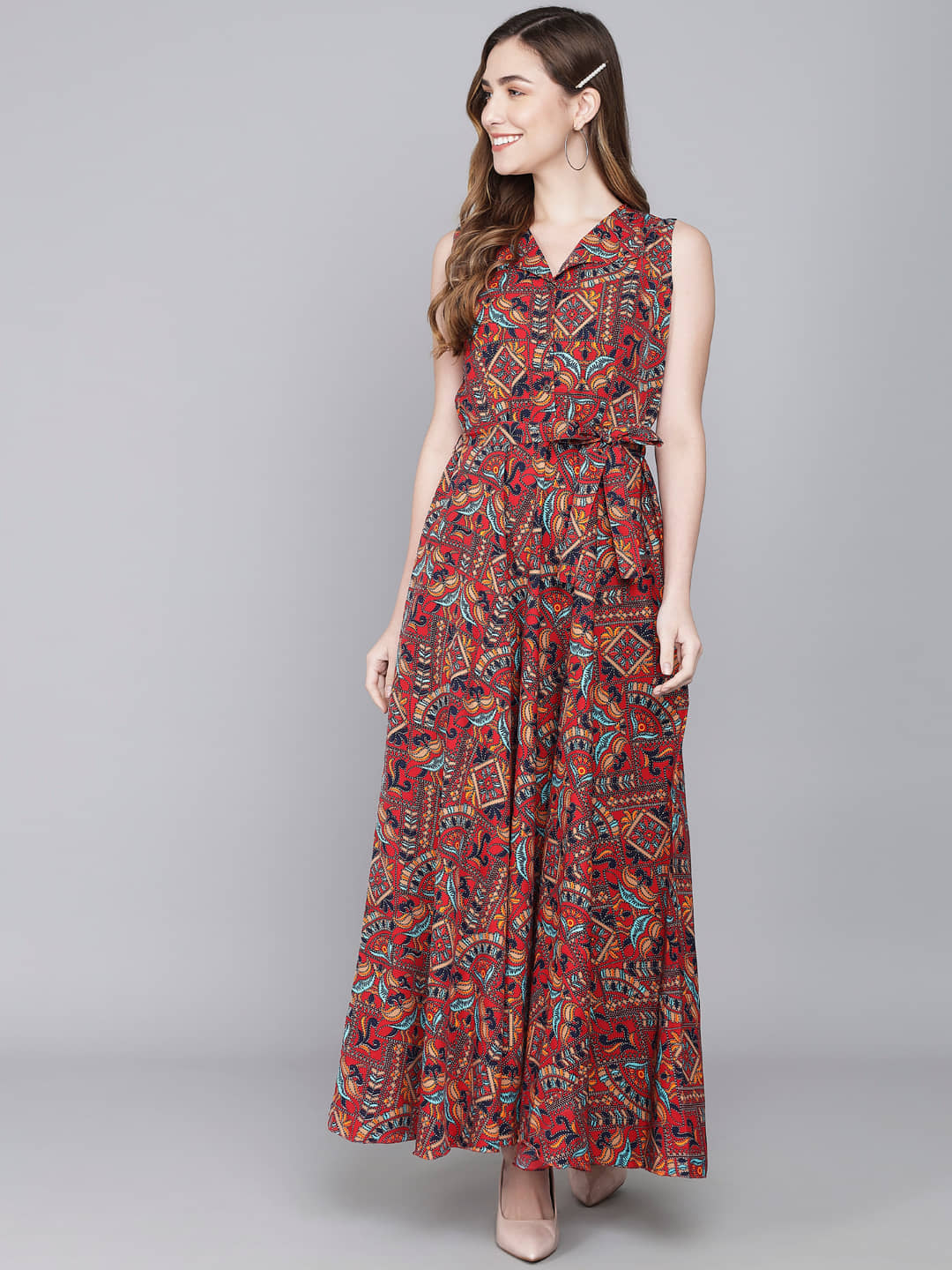 TOGZZ Women Crepe Printed Ethnic Dress ( Multi Color )