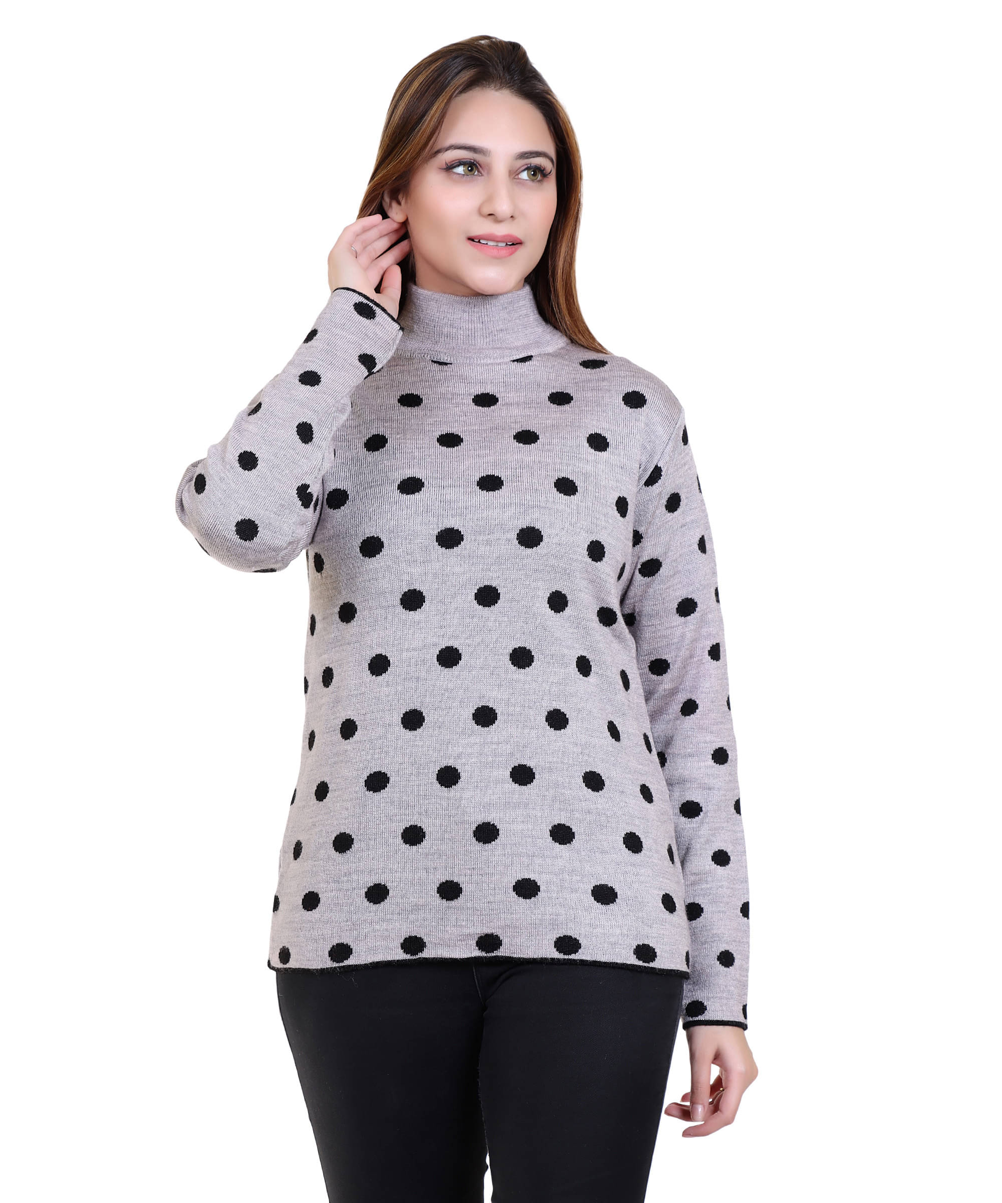 Varenyam Women Acrylic High Neck Pullover ( Grey )     			Varenyam Women Acrylic High Neck Pullover ( Grey )