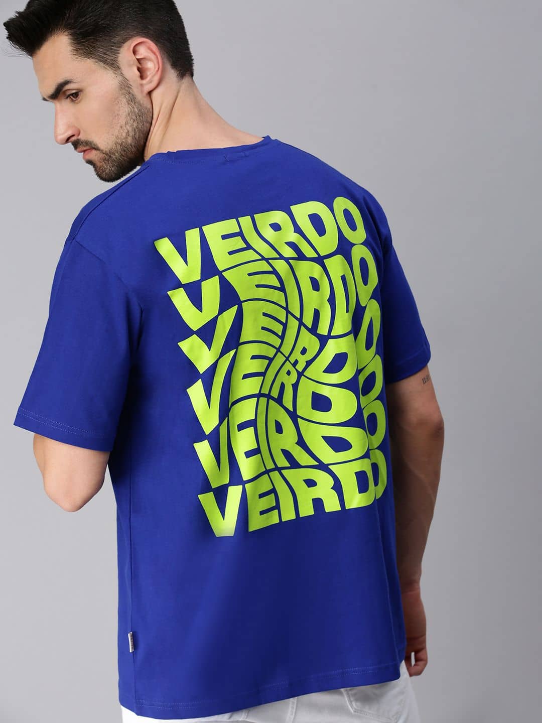 Veirdo Pack of 1 Cotton Oversized Fit Men's T-Shirt ( Blue )