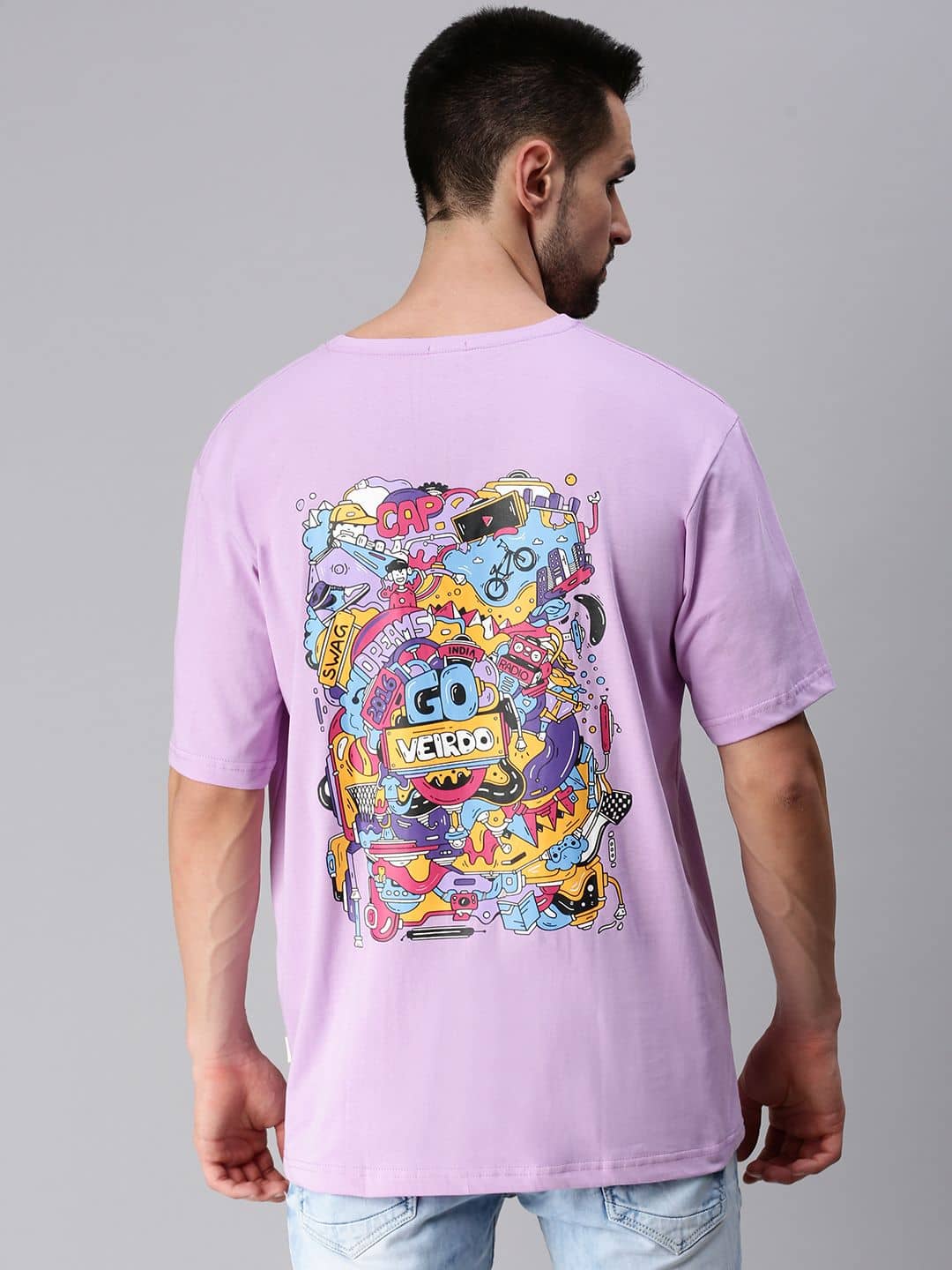 Veirdo Pack of 1 Cotton Oversized Fit Men's T-Shirt ( Purple )