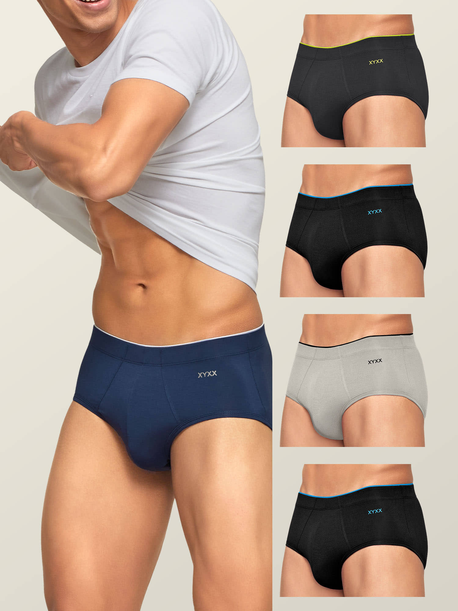 XYXX Pack of 5 Modal Briefs For Men's ( Multicolor )