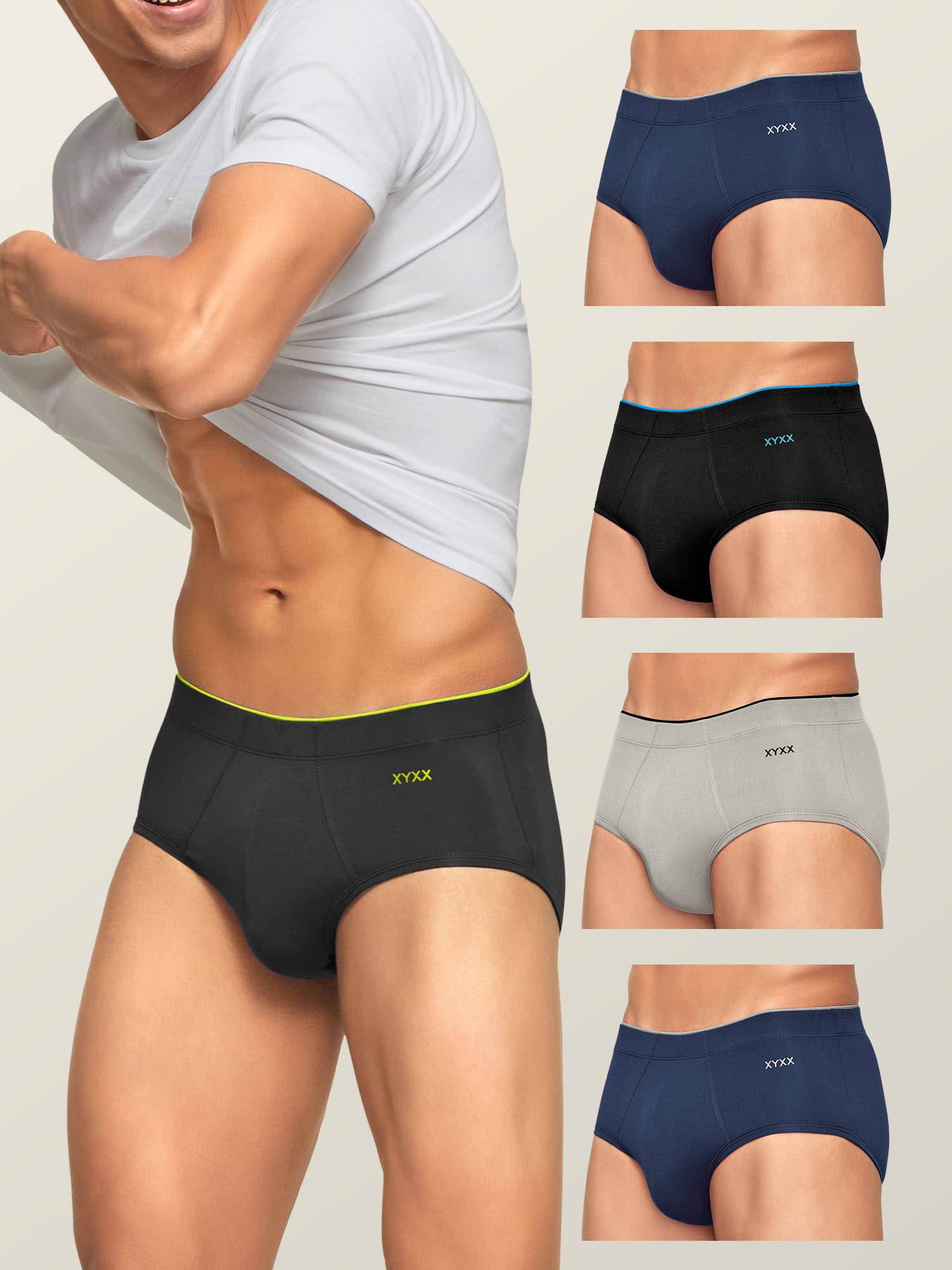 XYXX Pack of 5 Modal Briefs For Men's ( Multicolor )