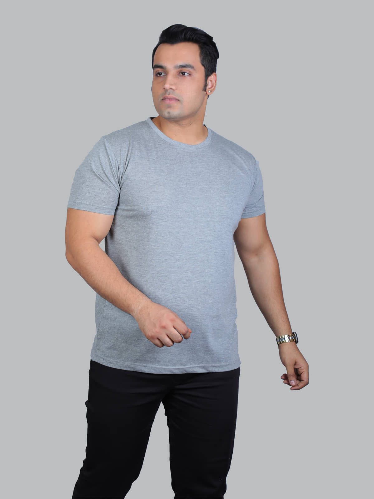 Xmex Pack of 1 Cotton Blend Regular Fit Men's T-Shirt ( Silver )