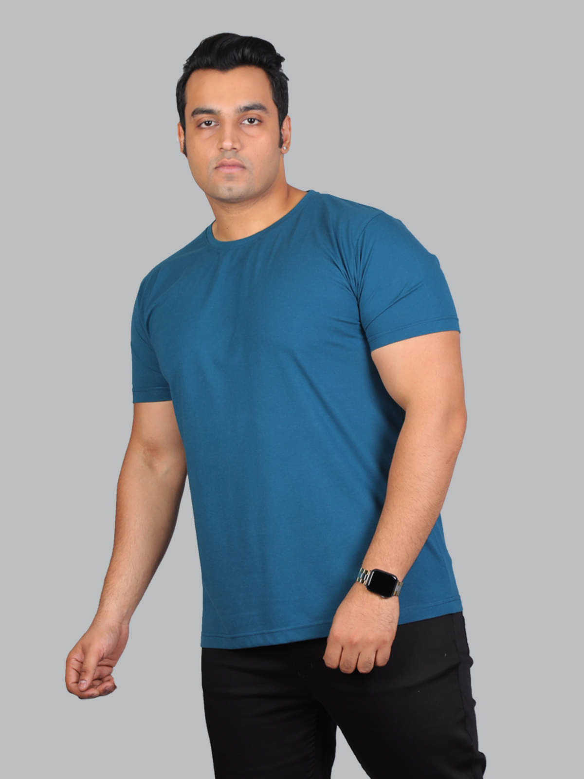     			Xmex Pack of 1 Cotton Blend Regular Fit Men's T-Shirt ( Teal Blue )