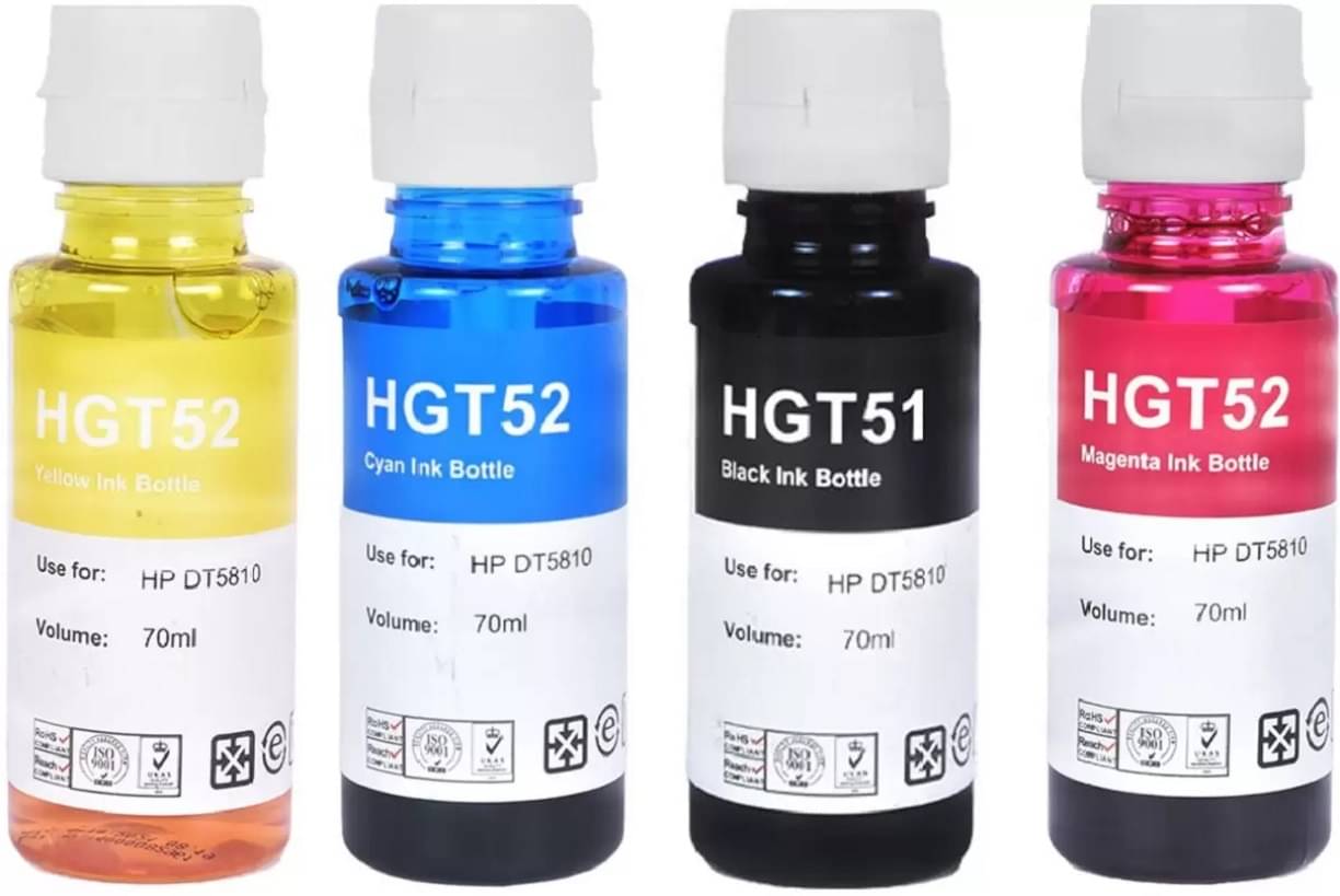     			zokio GT51 GT52 Multicolor Pack of 4 Cartridge for Refill ink for GT51/GT52 - GT5810,GT5820, 310,315,319,410,415,419 Tank Wireless