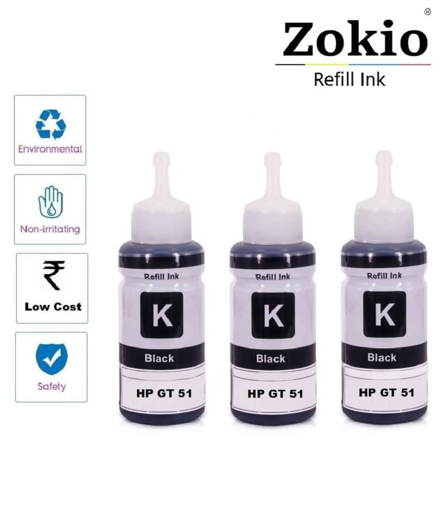     			zokio GT51 INK For 5810 Black Pack of 3 Cartridge for GT51 INK GT52 Gt5810, Gt5811, Gt5820, Gt5821, 310, 315, 319, 410, 415, 419