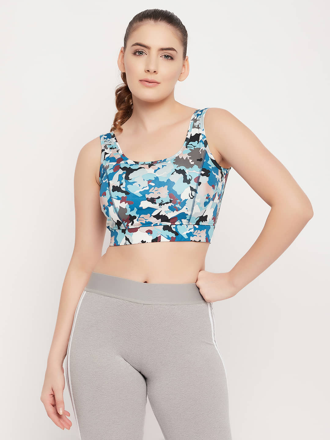 Clovia - Blue Polyester Lightly Padded Women's Sports Bra ( Pack of 1 )