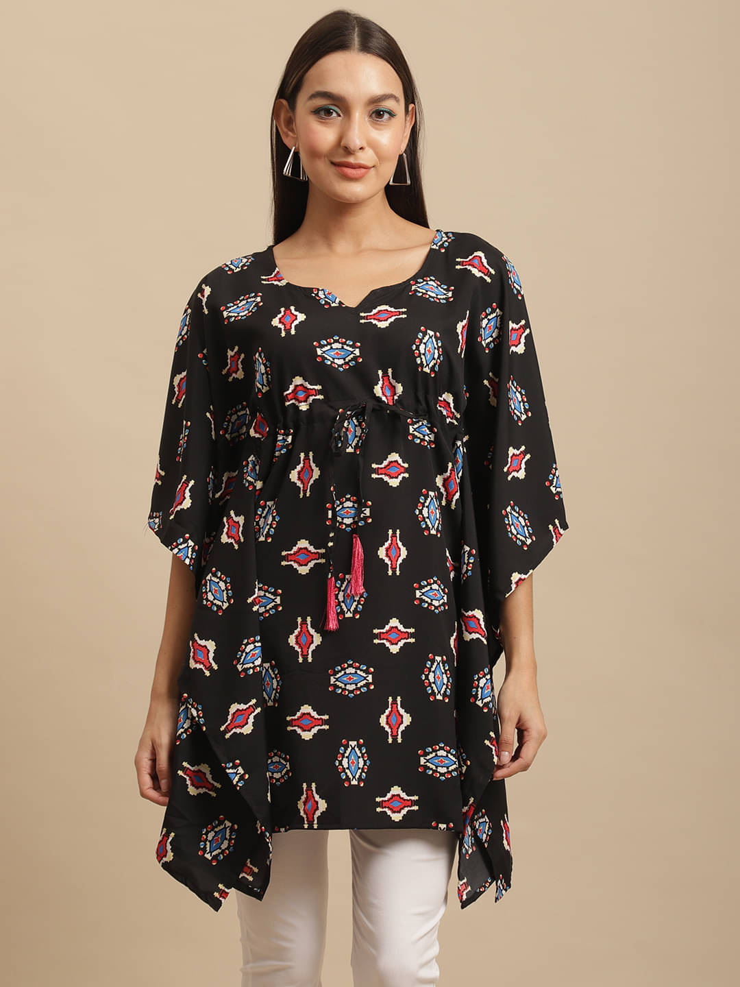     			Fabflee Women's Crepe Kaftan ( Black )