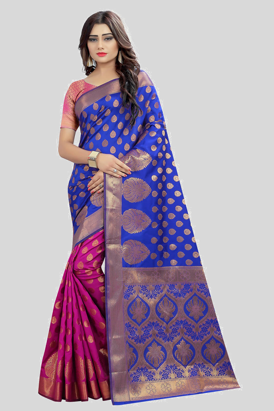 Gazal Fashions Banarasi Silk Embellished Saree With Unstitched Blouse Piece ( Black ) - Sarees | Buy online on ZillyBuy