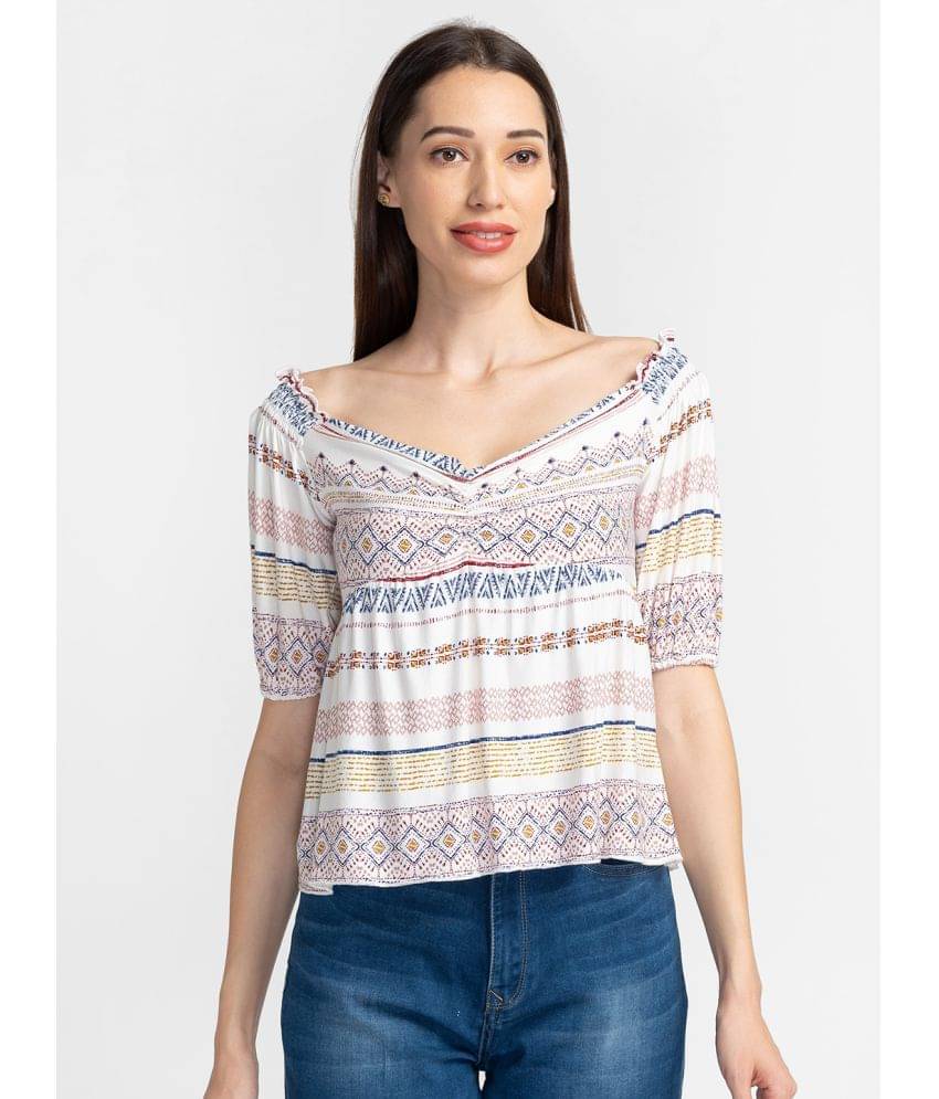     			Globus - White Polyester Women's Peplum Top ( Pack of 1 )