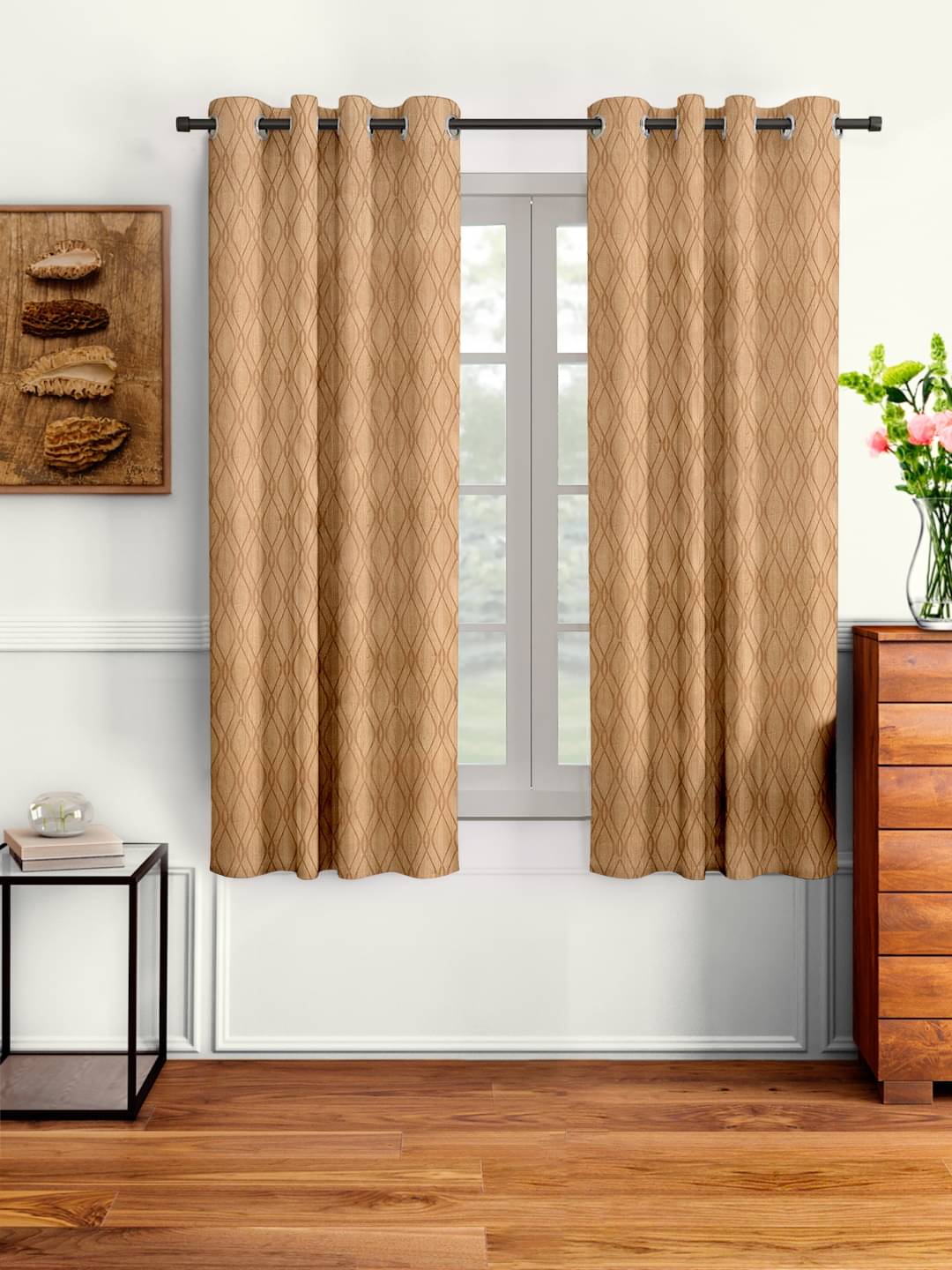 Cortina - Modern Embossed Room Darkening Eyelet Curtain-5 Ft-pack of 2 Cortina - Modern Embossed Room Darkening Eyelet Curtain-5 Ft-pack of 2