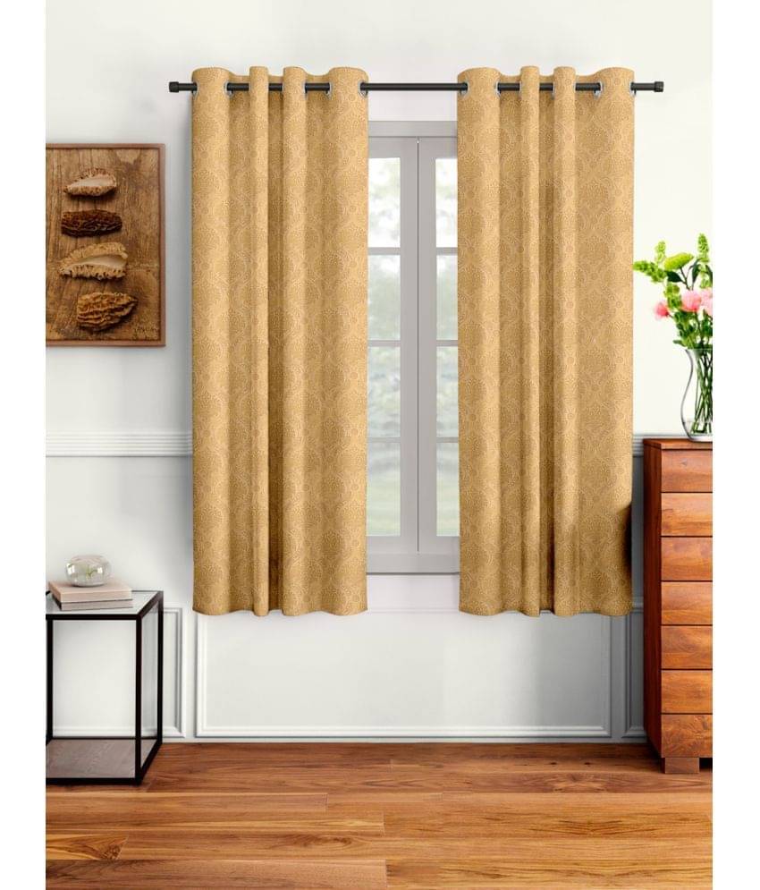 Cortina - Floral Embossed Room Darkening Eyelet Curtain-5 Ft-pack of 2 Cortina - Floral Embossed Room Darkening Eyelet Curtain-5 Ft-pack of 2