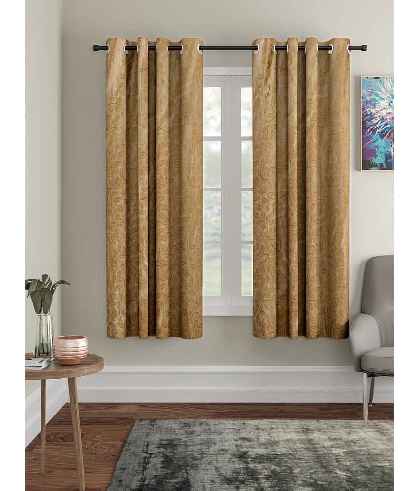 Cortina - Floral Embossed Room Darkening Eyelet Curtain-9 Ft-pack of 2