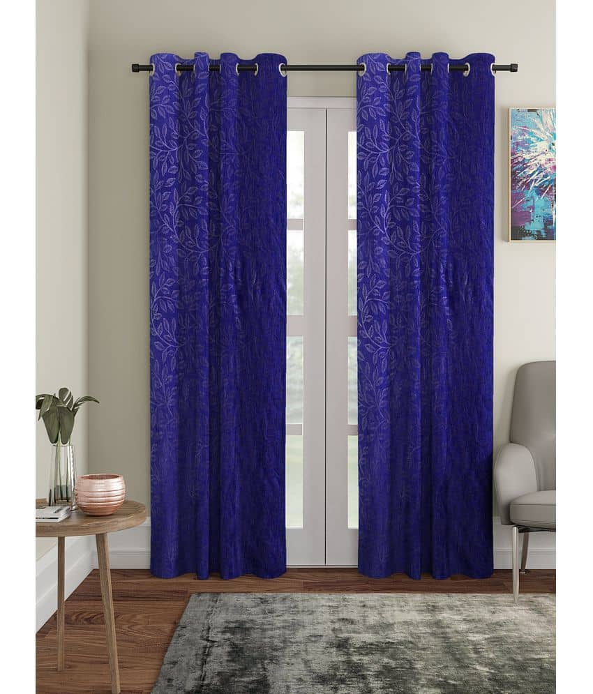 Cortina - Floral Embossed Room Darkening Eyelet Curtain-9 Ft-pack of 2