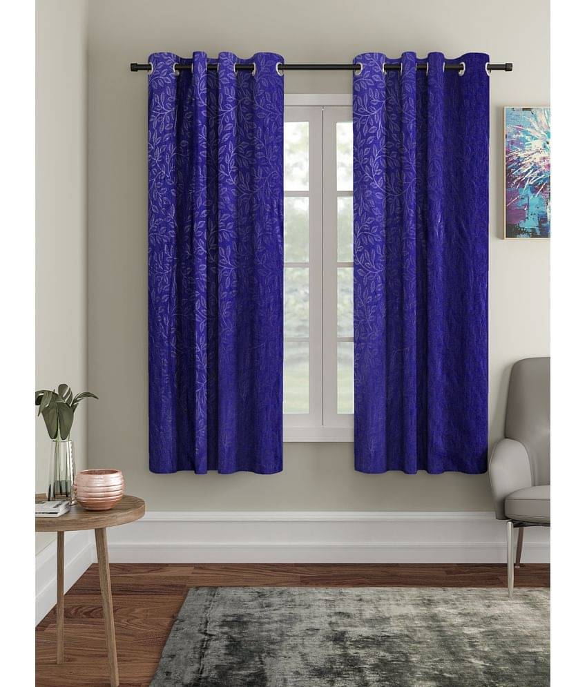     			Cortina - Floral Embossed Room Darkening Eyelet Curtain-5 Ft-pack of 2
