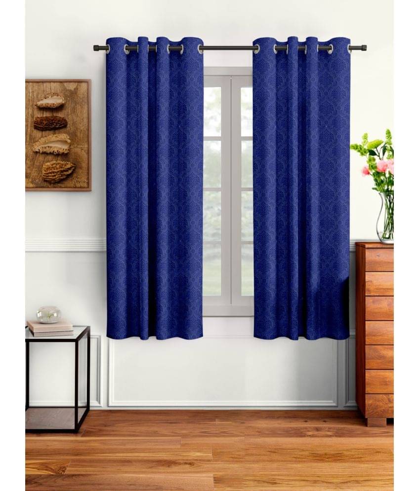 Cortina - Floral Embossed Room Darkening Eyelet Curtain-5 Ft-pack of 2     			Cortina - Floral Embossed Room Darkening Eyelet Curtain-5 Ft-pack of 2